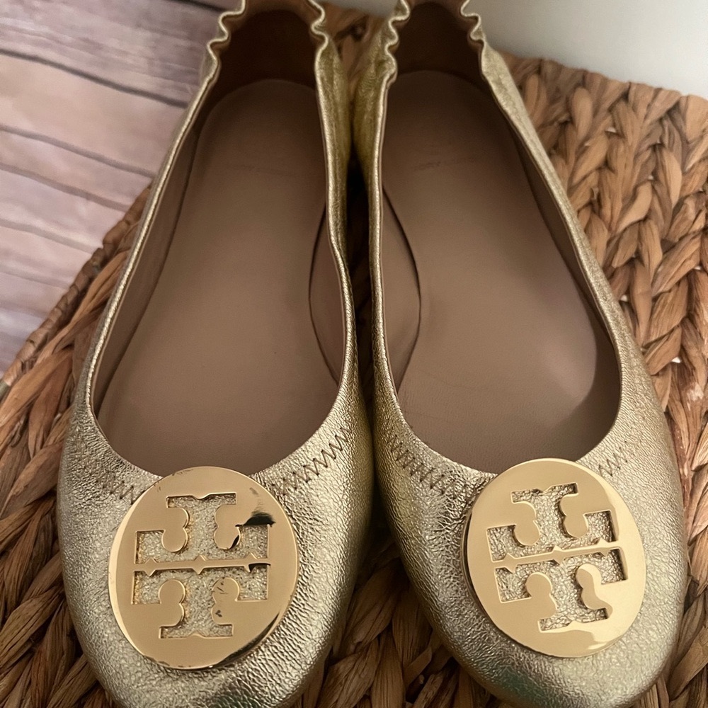 Tory Burch Gold Ballet Flats